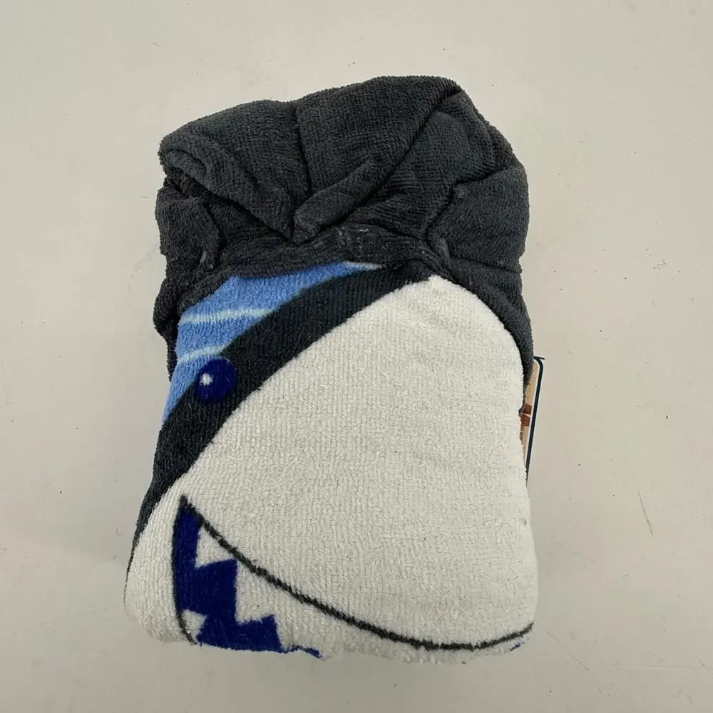 Kids Shark Hooded Beach Poncho Towel Cotton Pool Swim Cover Up Blue 24 x 48